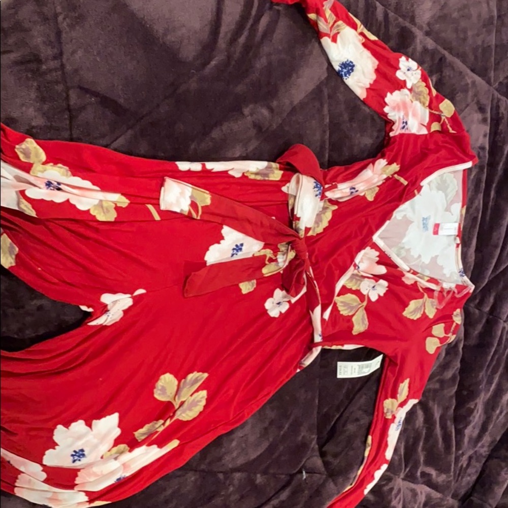 Red flowered jumpsuit